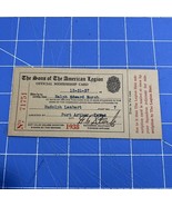 Sons Of The American Legion Membership Card 1937 Port Arthur Texas - $13.36