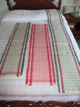 3 Woven Holiday Christmas Table Runners - 12-1/2&quot; Wide By 52&quot; &amp; 73-1/2&quot; Long - £14.15 GBP