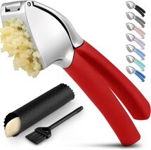 Zulay Kitchen Garlic Press Comfort Grip Rust Proof Mincer Crusher Red - $12.95