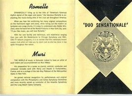 Romelle and Muri Brochure 1964 Duo Sensationale Musical Act - £27.23 GBP