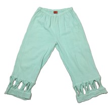 Oh My Gauze Pants Size 2 Aqua Crop Cutout Cuff Accents Pull On Large - $33.00