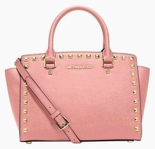 Michael Kors Selma Stud Pale Pink Saffiano Leather Crossbody Satchel Bag Nwt! - £176.39 GBP