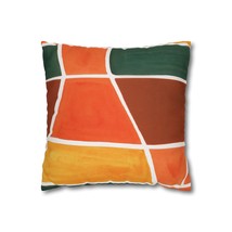 Decorative Throw Pillow Covers With Zipper - Set Of 2, Orange Green Yellow Boho  - £29.98 GBP