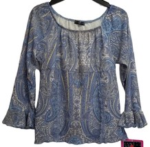 FANG 3/4 Sleeve Paisley Chiffon Girl Tops Blouse with Lining (L) Made in the USA - £11.89 GBP