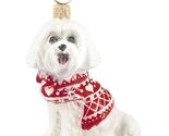 Maltese in Nordic Sweater Dog Polish Glass Christmas Tree Ornament Decor... - $64.98
