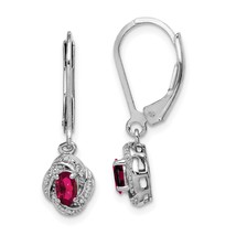 Sterling Silver Diamond &amp; Created Ruby Earrings Jewerly - £75.91 GBP