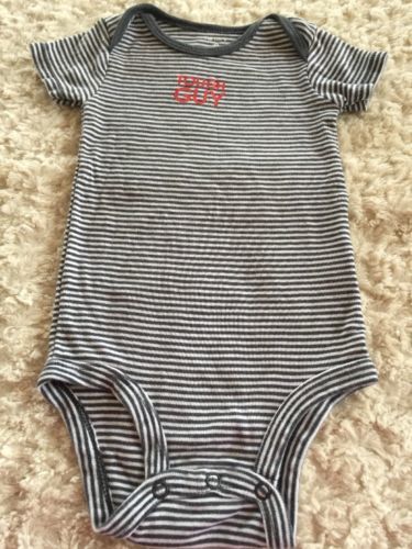 Primary image for Carters Boys Gray White Striped Red TOUGH GUY Short Sleeve One Piece 9 Months