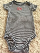 Carters Boys Gray White Striped Red TOUGH GUY Short Sleeve One Piece 9 M... - $2.45