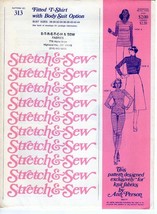 Stretch &amp; Sew 313 Fitted T-Shirt w/ Body Suit Option Womens 28-44 Ann Person Vtg - £9.96 GBP