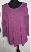 CJ Banks Womens Purple Long Sleeve Crew Neck Sweater Stretch Soft 1X - £12.24 GBP