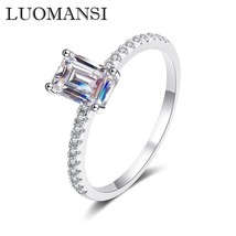 Real 1 Carat Baguette Emerald Cut Moissanite S925 Silver Ring Diamond Tested Fin - £70.55 GBP