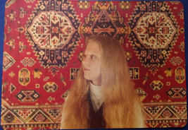 Vintage Young Lady Posing In Front Of Hanging Oriental Rug Picture Postcard 1974 - £4.78 GBP