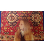 Vintage Young Lady Posing In Front Of Hanging Oriental Rug Picture Postc... - £4.71 GBP