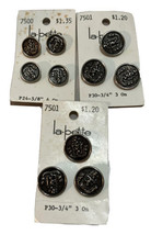 La Petite Silver Sewing Buttons Coat of Arms Cards Size 3/4 - 5/8 inch L... - $5.91