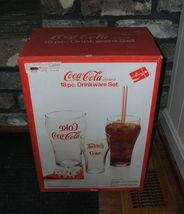 COCA-COLA Set Of 18 Pieces Drinkware Glasses 6 Each 6 Oz., 12 Oz. And 20 Oz. New - £31.96 GBP