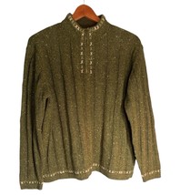 Woolrich Women&#39;s Size XL Dark Loden Heather Green Wool Pullover Sweater ... - $23.10