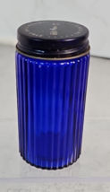 Apothecary Cobalt Blue Glass Medicine Bottle Ribbed Threaded Top - $75.62 MXN