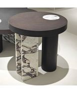 Modern Minimalist Marble Inlay Side Table  Round Luxury End Table, Comp... - $5,543.39 CAD