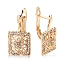 Luxury Square Natural Zircon Drop Earrings 585 Rose Gold Color Fashion Jewelry U - £10.05 GBP