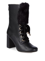 NANETTE LEPORE Freya Faux Fur Trimmed Bootie 6.5 New Anthropologie - £35.00 GBP