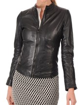 Women&#39;s Genuine Lambskin Real Leather Jacket Slim fit Biker Jacket For W... - £93.92 GBP