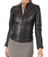Women&#39;s Genuine Lambskin Real Leather Jacket Slim fit Biker Jacket For W... - $161.21 CAD