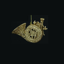 Kurt S. Adler Glittered Gold Filigree French Horn Christmas Ornament - £7.14 GBP