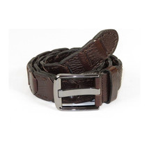 Men Genuine Leather Belt PIERO ROSSI Turkey Crocodile print Hand Stitch 69 Brown image 5