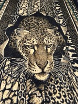 Vintage San Marcus Textile Throw Frazada Leopard Big Cat Blanket 60x86 Queen - £63.90 GBP