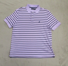 Nautica Men&#39;s Polo Shirt Purple Striped Short Sleeve Size Medium - £11.70 GBP