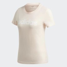 Adidas Women&#39;s Essentials Linear Tee Shirt GD2933 Pink Tint/White Size Small - £13.53 GBP