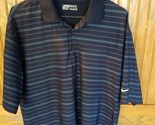 Nike ~ Men&#39;s Size Large ~ Golf Shirt ~ Collared Shirt ~ Navy &amp; White Stripe - $14.96