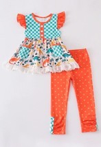 NEW Boutique Dinosaur Girls Tunic Dress &amp; Leggings Outfit Set - £11.47 GBP