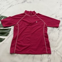 Coolibar Womens Cover Up Swim Shirt Size M Pink 1/4 Zip Short Sleeve Beach - $37.92 CAD