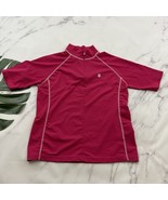 Coolibar Womens Cover Up Swim Shirt Size M Pink 1/4 Zip Short Sleeve Beach - $37.89 CAD