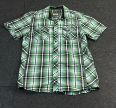 BKE Men&#39;s Short Sleeve Pearl Snap Western Shirt Size Large Green Plaid S... - £15.75 GBP