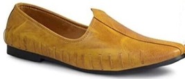 Mens Wedding Tan Jutti Mojari Indian Flat Shoe US size 8-12 Elegant Tan - £25.24 GBP
