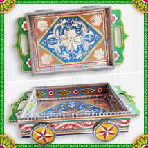 STEEL AND CHAMAKPATTI TRAY ON WHEELS - £78.63 GBP