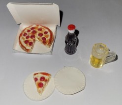 Dollhouse Pepperoni Pizza Dinner Dolls Take Out Food Drinks Beer Soda - £7.07 GBP