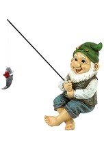 Funny statue outdoor garden gnome fishing (a) - £155.24 GBP