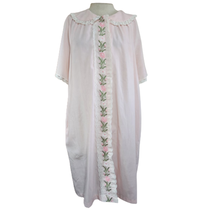 Vintage 70s Light Pink Embroidered Night Gown Size Large - £27.25 GBP