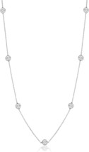 Sterling Silver Station Necklace 16 30 inch Round Cubic Zirconia CZ Station Neck - £62.16 GBP