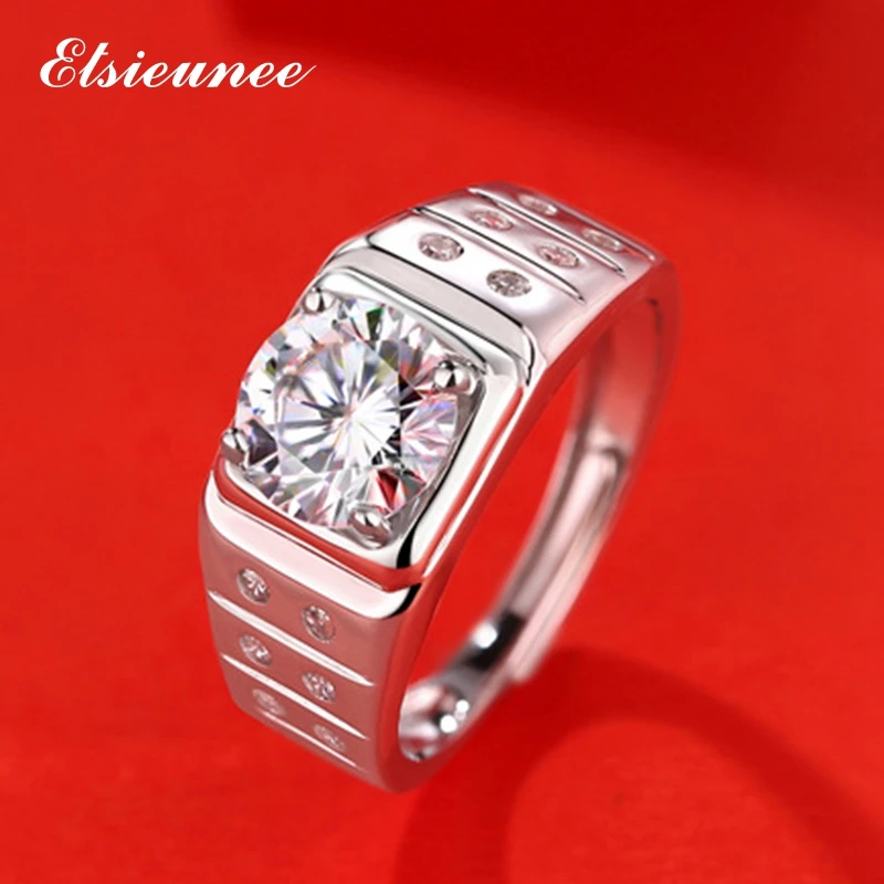 Classic 925 Sterling Silver 2ct Round Cut Moissanite Ring Wedding Engage... - $68.59