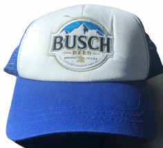 Busch Beer Logo Trucker Hat Foam Front Snapback Baseball Blue White Made... - $16.20