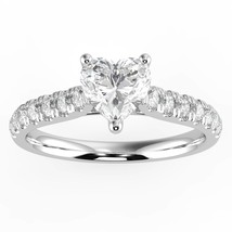 1ct Natural Diamond G-H Color SI Clarity Heart Shape Slim Shank Halo Ring. - £2,492.71 GBP