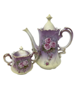 Vintage Lefton China Hand Painted Heavenly Rose China Teapot &amp; Sugar Japan - $78.19 CAD