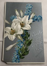 c.1910 Easter Joy Be With You Embossed Floral Postcard Made in Germany - £7.98 GBP