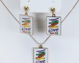 USPS Stamp Love USA1985 Necklace Clip Earrings 22 Cents - £14.63 GBP