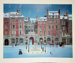 Michel Delacroix Place Dauphine Plate Signed Lithograph On Paper Art Snow Art - £76.66 GBP