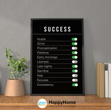 Success Settings Wall Art Motivational Quotes Inspirational Poster Office Decor - £19.05 GBP+